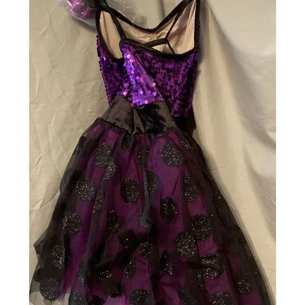 Wiessman Grape Purple Sequined Dance‎ Costume Girls Size LC With Barrette New